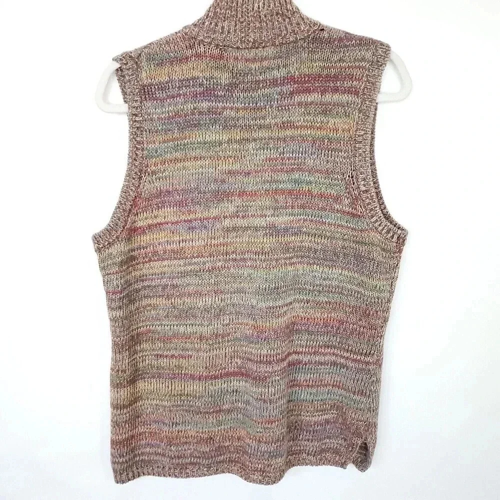 J.G.HOOK Women Knit Vintage Sweater Vest Medium Multicolor Pastel Hidden Buttons - Picture 7 of 11